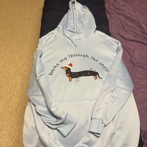 Light Blue Hoodie with Dachshund Print